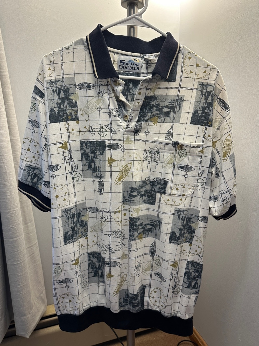 Men’s White Patterned Polo Shirt